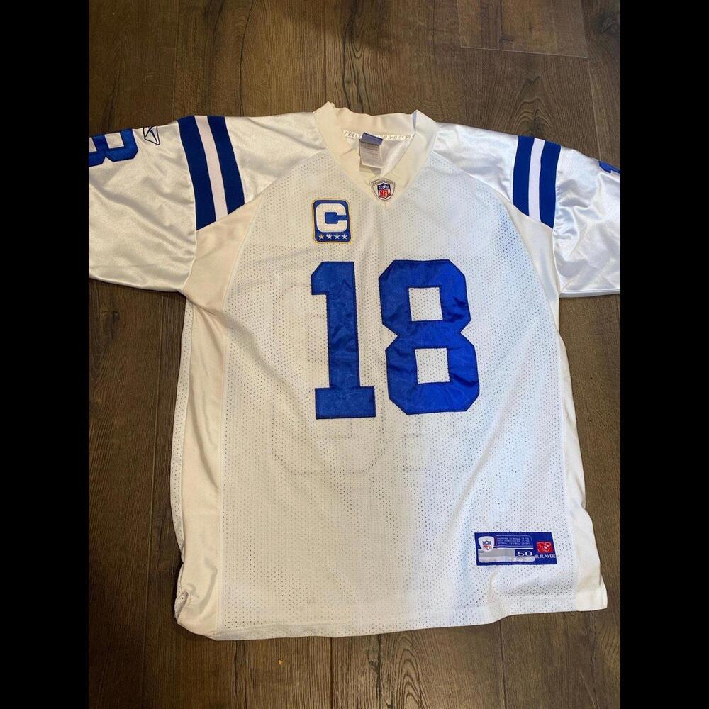 Reebok On-Field - Colts - Peyton Manning - White Captain Patch Jersey - Size 50
